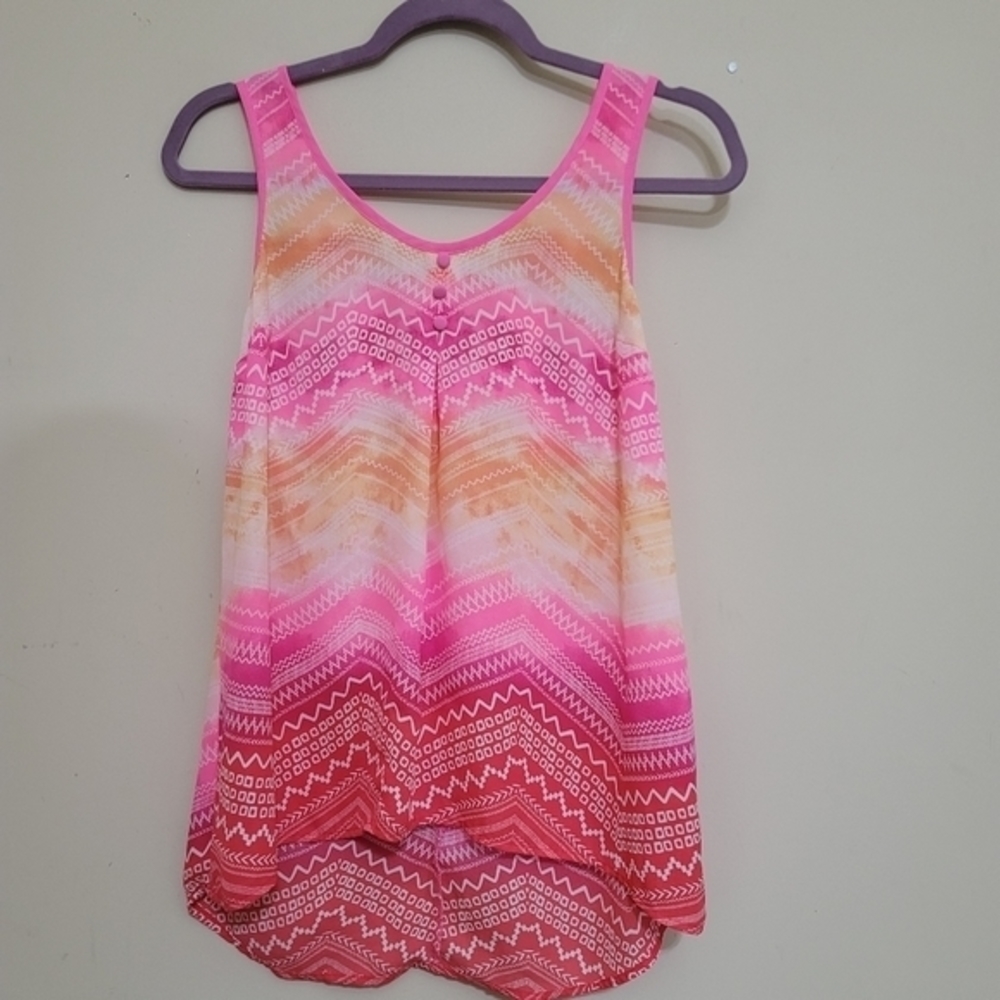 CANDIE'S size‎ Small Geometric Tank Southwestern Boho Bow Tank Bright Pink